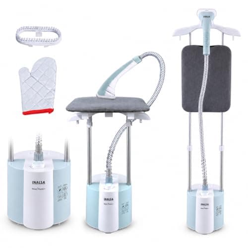 INALSA Standing Iron Garment Steamer-2000 W|Variable Control Knob |1.7 L Detachable Water Tank|Adjustable Iron Board|Vertical & Horizontal Steaming up to 30g/min|28 sec Fast Heating-STEAM MASTER PLUS