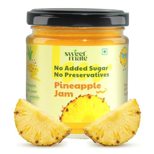 Sweetmate Pineapple Jam - 220g | No Added Sugar | 100% Pure Fruit Pulp & Healthy Fiber | No Preservatives, Colors & Artificial Flavors | Diabetic & Keto Friendly Jam
