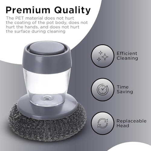 Gadget Hero's Soap Dispensing Cleaning Brush – Palm Brush for Effortless Cleaning, Liquid Filling Multifunctional Dishwasher, Kitchen Cleaning Gadget, Liquid Filling Steel Wire Ball 4