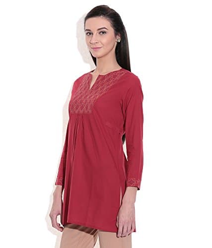TRIBES INDIA Women's Cotton Regular Kurta (1TXWOMRJ2556_1_S_Red_Medium) 4