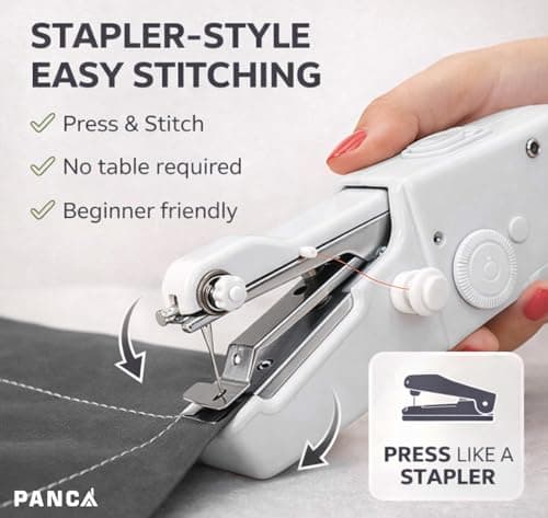 PANCA Handy Stitch Mini Sewing Machine | Portable Handheld Silai Machine for Quick Stitching, Clothes Repair & DIY Craft | Manual Sewing Tool for Home Tailoring, Travel, Fabric Repair & Emergency Use 4