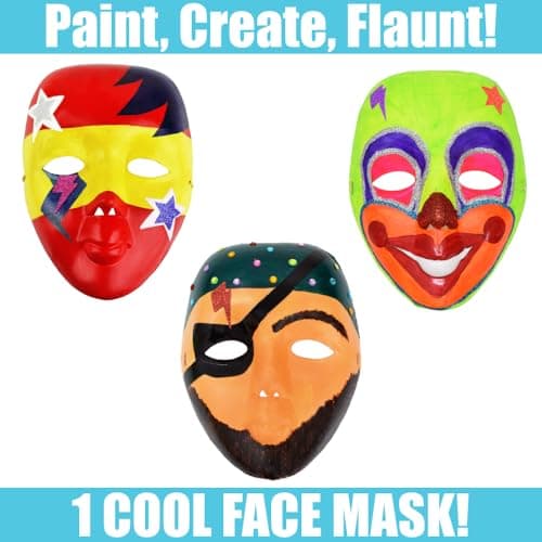 Asian Hobby Crafts Party Mask Painting Kit with White mask & Paints, Perfect DIY Art Activity for Kids & Adults, Birthdays, School Projects, Return Gifts, Party Favors & Creative mask Decorating Fun. 3