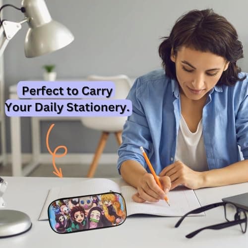 Funfob Polyester Demon Slayer Pencil Case For School & College | Zenitsu & Others, Black 4