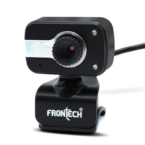 FRONTECH 2252 Digital Zoom Webcam with Full Stereo Dual Built-in Mics, 480 Pixel CMOS Camera, USB 2.0, Automatic White Balance, Flexible Mount - Black & Silver