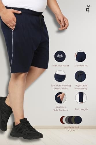 VAISHVIK Mens Plus Size Half Pant 10xl 60 62 Online India Elastic Draw Cord nada Navy 2