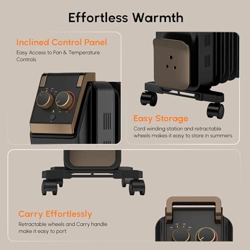 Havells 11 Fin Oil Filled Room Heater (OFR) | Advanced New U-Tech Fast Heating Fins with 10-Year Warranty | 2900W | ISI Approved | PTC Fan Heater | Inclined Control Panel | Black 2