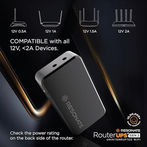 Resonate RouterUPS® Gen2 | Original Router UPS for 12V WiFi Router & Modem (Supports up to 2A) (7800mAh - 95% Longer Power Backup) | Compact Mini UPS with Intelligent Charging (Upto 6 Hrs Internet) 3