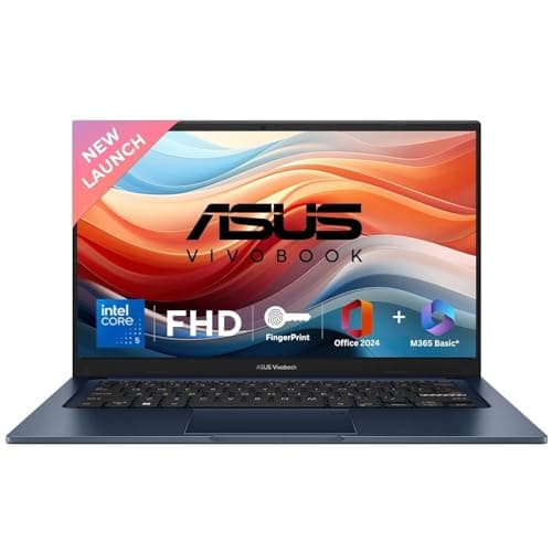 ASUS Vivobook 14, (i5 14th Gen) Intel Core 5 120U, Thin & Light Laptop(16GB RAM/512GB SSD/FHD/14/60Hz/Fingerprint Reader/M365 Basic (1Year)*/Office Home 2024/Quiet Blue/1.4 Kg) X1404VAP-EB1542WS