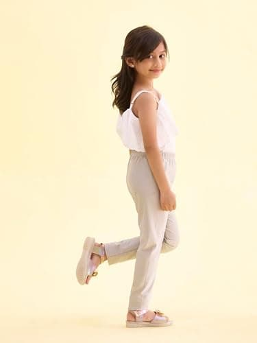 Go Colors Girl's Solid Silver Shimmer Leggings | Mid Rise| 6 Years- 7 Years_GL02_Silver_6-7 Y 4