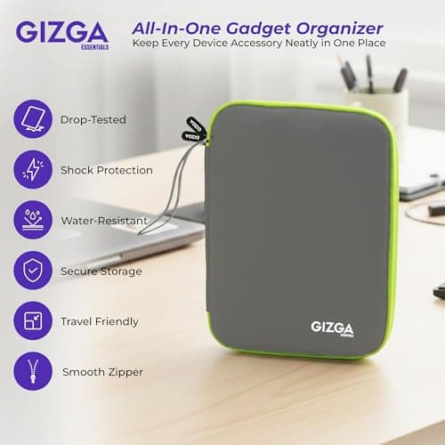 Gizga Essentials Gadget Organizer Case, Portable Zippered Pouch for All Small Gadgets, HDD, Power Bank, USB Cables, Power Adapters, etc (Grey) 2