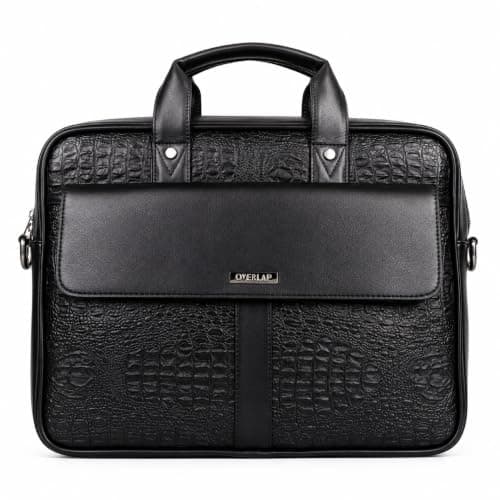 PU Leather Office Laptop Briefcase Bag for Men & Women | Water Resistant Executive Tote Handbag | Fits 14 15.6 17 Inch Laptops | Padded Compartment | Professional Business Travel Bag (Black)
