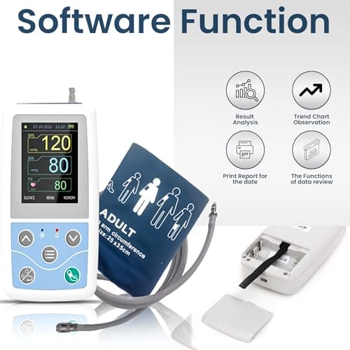 MEDILMA ® CMS Battery Operated Ambulatory Arm Blood Pressure Monitor PM50 with Adult Cuff for BP Monitoring at Home,Hospital,Clinic 24 Hours Portable 2.4 Inch LCD Display,1 Year Warranty,Multicolor 5