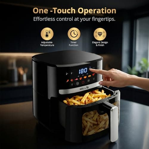 IBELL AERO FRY 550 Digital Air Fryer, 5.5 Litre Capacity, 1350W Power, Touch Control Panel, Multiple Cooking Options, Adjustable Temperature, Oil-Free Cooking, Black, 2 Year Warranty 4