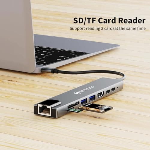 STRIFF 8-in-1 USB C Docking Station, 4K HDMI Adapter, 100Mbps Ethernet, USB 3.0 & USB 2.0 Ports, SD/microSD Card Reader, USB-C Data Transfer, PD Fast Charging Hub for MacBook, Laptop & PC 2