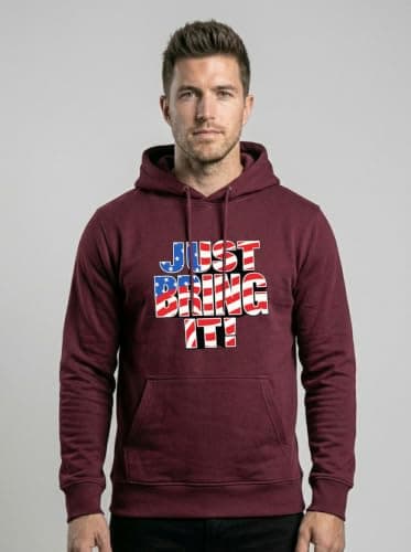 THE SOUTH STORE Mens Maroon Full Sleeve Graphic Printed Hooded Sweatshirt | Just Bring It Hoodies for Men Winter Wear | Gym Hoodie Men's 5