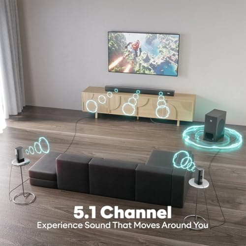 Govo Gosurround 945 Pro Home Theatre Soundbar, 260W, 5.1 Channel, with Subwoofer and Satellite Speakers, Bluetooth 5.3, HDMI ARC, AUX, USB (Platinum Black) 2