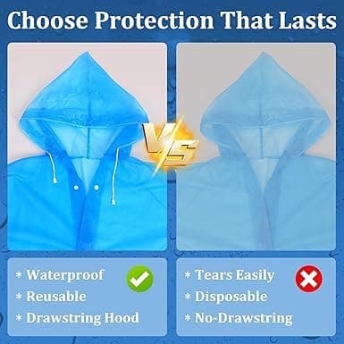 coku Waterproof Raincoat for Men & Women with Hood, lightweight long reusable rainwear, plastic rain jacket designed for travel, riding, outdoor use (Universal Size,1 Pc, Random Color) 5