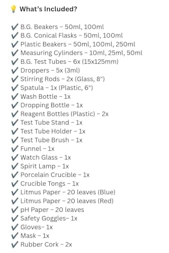 COMETEK Chemistry Lab 44 Items Kit – Borosilicate Glass & Plastic Beakers, Conical Flasks, Measuring Cylinders, Test Tubes & More – Equipment-only | No Chemicals Included | Suitable for Practicals 2