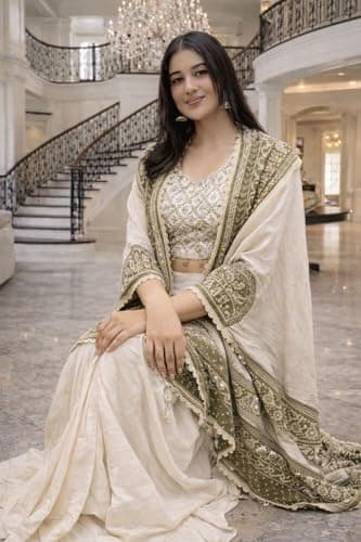 Fashion Since Women's And Girls Indowestern three piece set with embroidery Chinon Silk Fabric Dhoti Blouse Shrug Traditional Indian Ethnic Wear, Wedding Festive Occasion 3