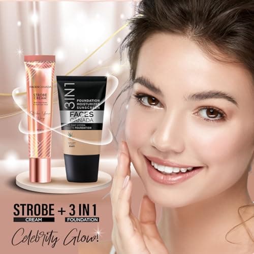 FACES CANADA Strobe Cream Mini- Peach, 18ml | Primer + Highlighter + Moisturizer | Shea Butter & Hyaluronic Acid | Intense Hydration | Flawless Radiant Dewy Skin | Illuminating & Glowing Makeup Base 5
