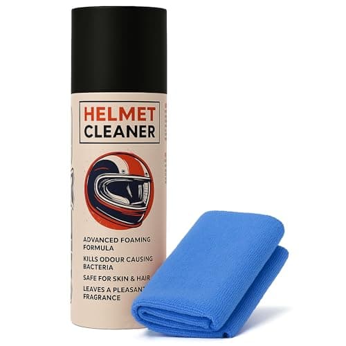 ShineXPro Helmet Cleaner & Microfiber Cloth, Anti-Bacterial Foaming Helmet Cleaning Spray, Safe for Hair & Skin - Helmet Interior Cleaner Removes Bad Odor, Helps Deep Clean with Inner Foam Formulation