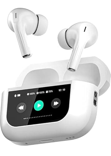 Virdon Screen TWS, ANC (32Db), Smart Touch Display True Wireless Buds, Type-C Fast Charging, Bv5.4, Find My in Ear Earbuds, 4 Mics Enc for Clear Calling, Transparency Mode, Eq Mode (White)