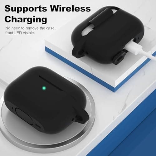 Latali New Soft Silicone Case Compatible with Apple AirPods Pro 3 Generation (2025) Protective Silicone 360° Full Protection Dust-Proof Shockproof Case Cover with Hook (Cover Only) (Black) 4