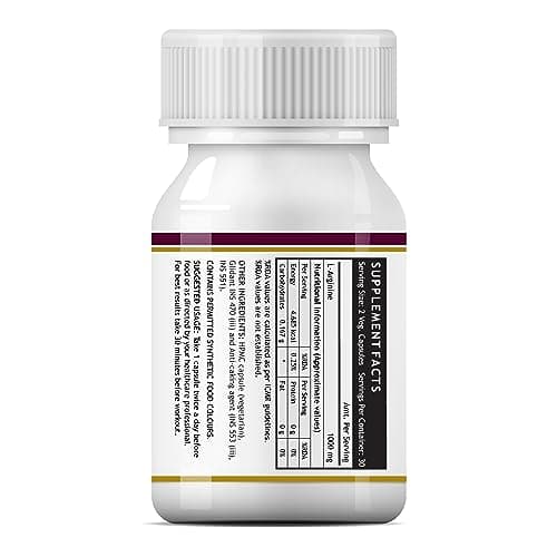 INLIFE L-Arginine 1000mg, Nitric Oxide & Muscle Stamina, 60 Veg Capsules (Pack of 1) 3