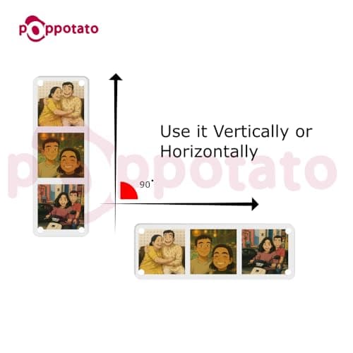 poppotato Acrylic Magnetic Picture Photo Frames | Vertical Strip for 3 Photos, Slim 6.5x2 inch | Photo Booth Frame | Personaliseable Gift - Pack of 2 Set 5