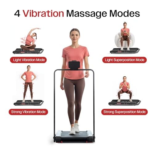 Sparnod Fitness WalkyShaky Plus Treadmill for Home Use – 3HP Motor, 3-6 km/h, Foldable, LED Display, 4 Vibration Modes, 900x390mm Running Surface, Remote Control & Phone/Tablet Holder 120kg Capacity 4
