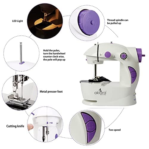 Akiara Mini Sewing Machine Electric for Home | Portable Sewing Machine with Table Set, Foot Pedal, LED Light & Sewing Kit – Tailor Machine for Home - 1 yr Warranty 2