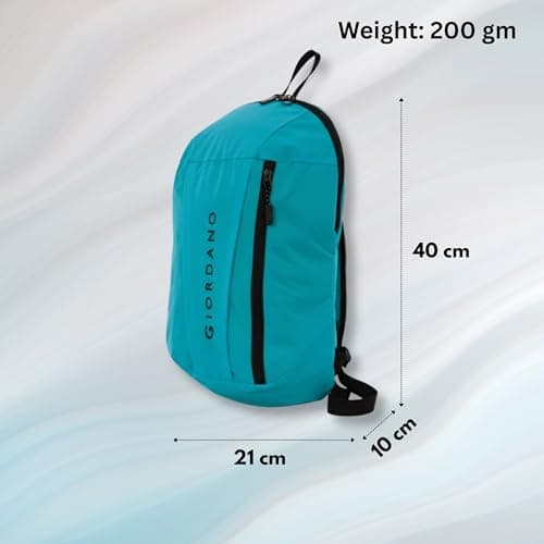 Giordano Unisex 8 Litre Daypack | Durable Polyester | Padded Slim Adjustable Shoulder Straps | Lightweight & Compact for Everyday Use | TEAL 5