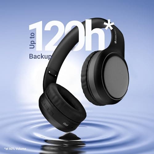 ZEBRONICS Thunder Max Bluetooth Over Ear Headphone with 120*Hrs Playback, 3 EQ Modes, 40mm Bass Driver, Fast Charging, Gaming Mode, Dual Pairing, BT v5.4, AUX, Metallic Finish (Black) 2