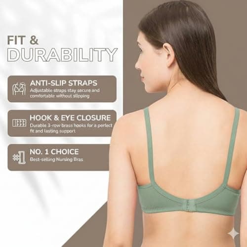 BADLAV BADLV Cotton-Rich Nursing Bra, Easy Clasp Opening, Seamless Cups, Full Coverage, Adjustable Straps (Pack of 2) 4