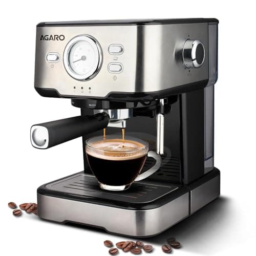 AGARO Imperial Espresso Coffee Maker Machine For Home, 15 Bar, 1100 W, Adjustable Milk Frothing Wand & Double Temperature Control System, Espresso, Cappuccino, Latte, Mocha, Cold Coffee