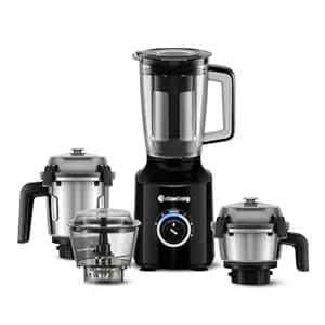 Atomberg Zenova Fresh Juicer Mixer Grinder | Coarse Mode for Silbatta-like Texture | Intelligent BLDC Motor | Safety Features |4 Jars including Chopper & Juicer Jar | Hands-Free Operation | Black