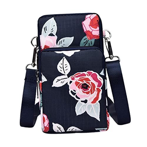 Meadawgs® Small Mobile Phone Bag Lightweight Adjustable Strap Women Ladies Travel Dark Blue Peony|Clothing, Shoes & Accessories | Womens Handbags & Bags| Womens Handbags & Bags|1 Phone Bag 2