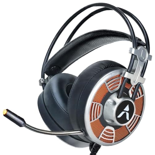 ADCOM Vision 7.1 USB Noise Cancelling Super Gaming Over Ear Stereo Headphone with Omnidirectional Mic, Cool LED, 50mm Drivers, 7ft Extra Long Braided Cable and Volume Control Button (Steel Grey)