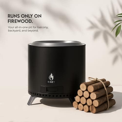 KOZY Radiance 15” Smokeless Fire Pit | 304 Stainless Steel Outdoor BBQ Grill, Bonfire with 360° Airflow | Portable Wood Burning Firepit for Balcony Patio Backyard and Camping 2