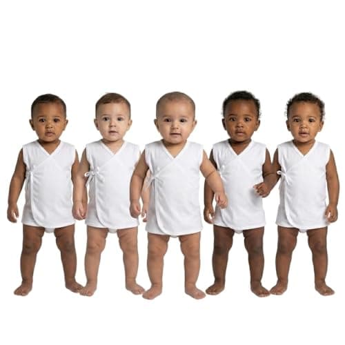 NAVTARANG Pure Cotton White Jhablas for New Born Baby 0-3 Months, Soft & Comfortable Babt Vest, for Boys & Girls, Pack of 5, Infant Clothes Summer