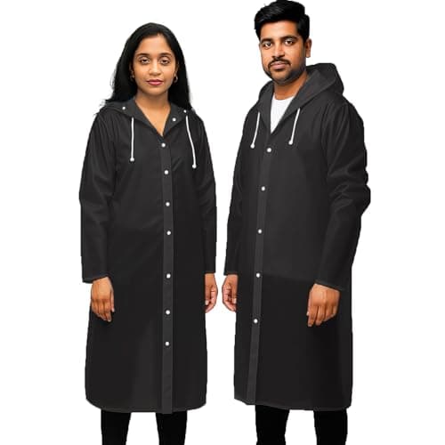 Pivalo EVA Waterproof Rain Coat Hooded Universal Outdoor Water Resistant Portable Suit for Men Women Boys & Girls (Universal Size,1 Pc Black)