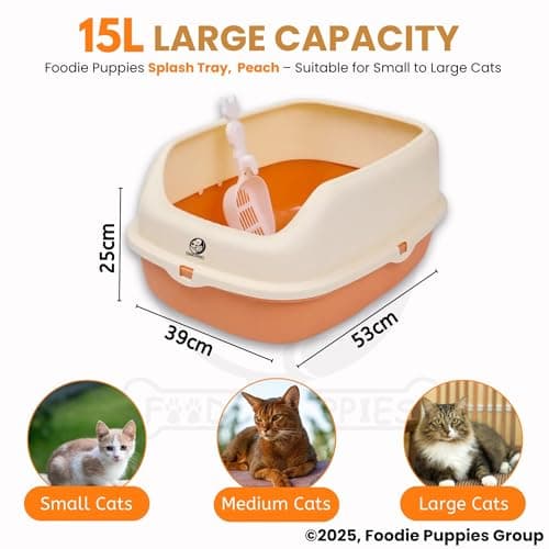 Foodie Puppies Litter Tray for Cats & Kittens - (Peach, Splash Tray) (53 x 39 x 25 cm) | Semi-Enclosed Basic Cat Tray with Free Litter Scooper | Reduces Odour, Perfect Starter for Toilet Training 2