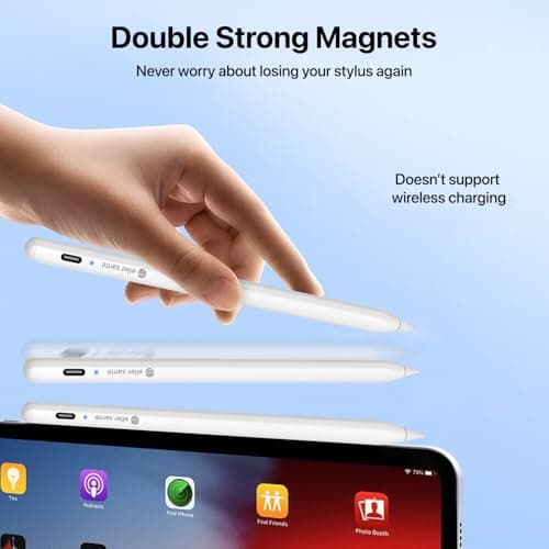 eller santé® Universal Stylus Pen for Touch Screen Devices Compatible with Android, iOS, Tablets & Smartphones Pencil Power Display Tilt Sensitivity Magnetic Adsorption- White 2
