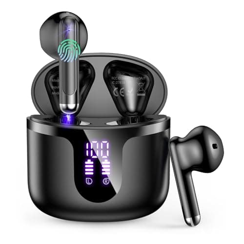 TAGRY Wireless Earbuds Bluetooth 5.3 LED Display with ENC Mic,40H Playtime Bluetooth Ear Phones in Ear Deep Bass Stereo Sound,Mini Ear Buds IP6 Waterproof,Touch Control for Work Sport