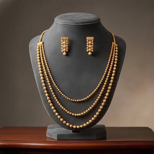 JFL - Jewellery for Less Traditional Gold Plated Multi Layer Necklace Set for Women & Girls with Earrings | Traditional Ethnic Jewellery | Ideal Gift for Wedding & Festive Occasion 4
