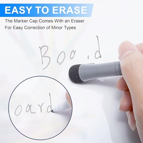 GLUN® Eraseable Board Markers Fine, Black Colour Pack of 4, Attached Top Cap Duster, Dazzling Colours, Quick Dry and Wet Cleaning, No Smearing 4