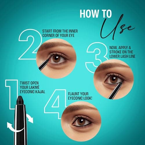 Lakme Eyeconic Kajal, Matte Waterproof Kohl, Smudgeproof Kajal Pencil that lasts 24 Hrs, Midnight Blue, 0.35g 5