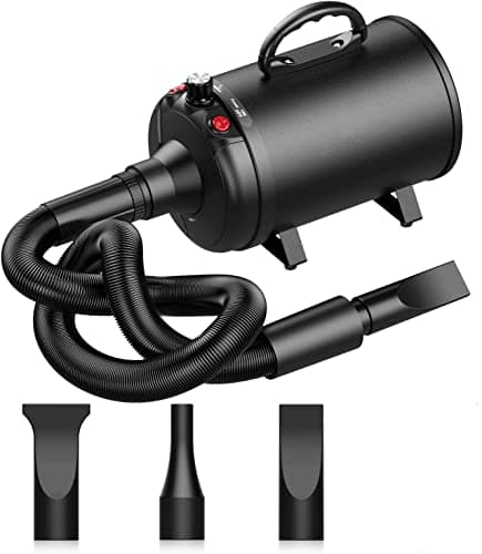 24x7 eMall Pet Hair Dryer, 5.2HP/ 3800W High Velocity Pet Blow Dryer with Heater for Grooming, Speed Temperature Adjustable Dog Blower Grooming Dryer with 3 Nozzles For Dogs And Cats.