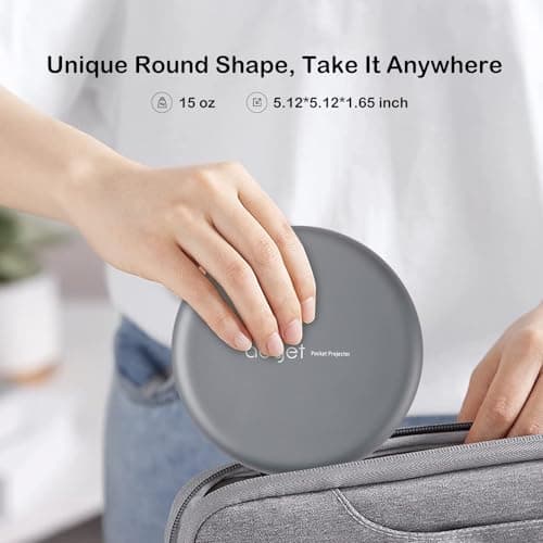 Mini Projector, Portable Pico Pocket Projector with Adjustable Stand, DLP Projector Cookie Projector, WiFi and Bluetooth, 1080P Support, Rechargeable Battery & Android System for Outdoors/Home Theater 3