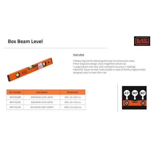 BLACK+DECKER BDHT43190 Aluminium Box Beam Level 100cm (Orange) 5